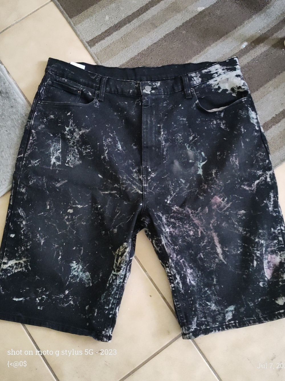 Levi's Black Paint-Splatter Jean Shorts